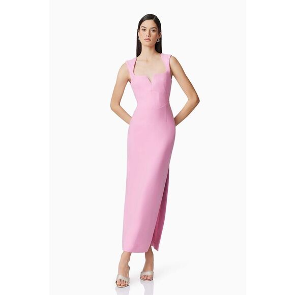 Elliatt Gia Fitted Gown Dress Pink Wedding Guest Cocktail Birthday size M  NWT - Picture 1 of 8